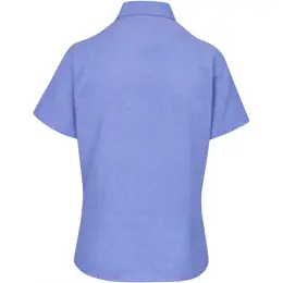 Ladies Short Sleeve Oxford Shirt Sky Blue Back